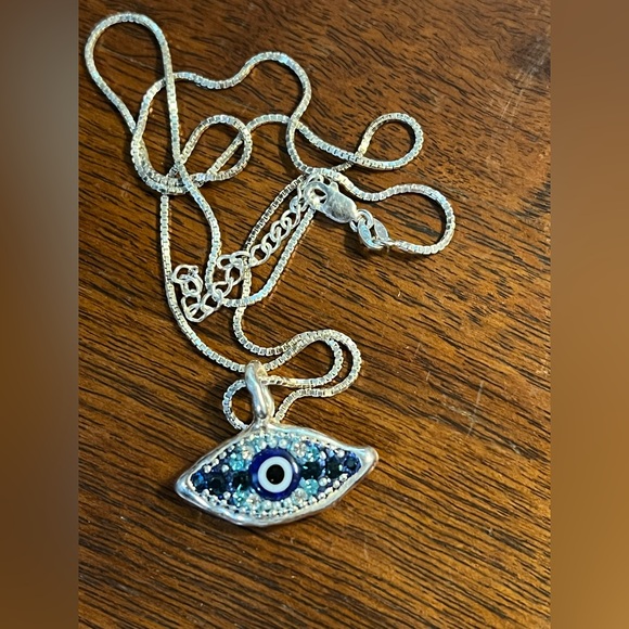 None Jewelry - Orit Schatzman Sterling Silver Blue Evil Eye Necklace 18in